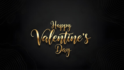 Elegant golden script typography for happy valentines day celebration on dark background