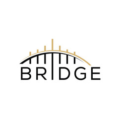 minimalist bridge logo design, font text bridge graphic vector template