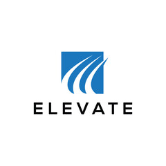 Initial letter E elevate logo design, square graphic symbol icon