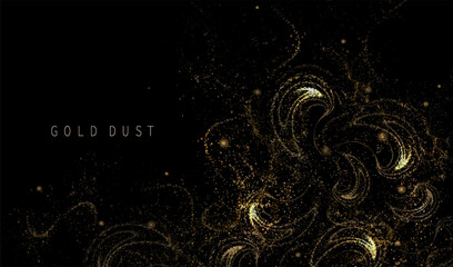 Isolated design element, exquisite wave mosaic in gold color.