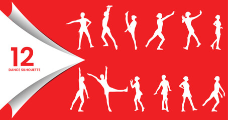 Dynamic Collection of 12 Female Dance Silhouettes