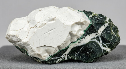 A collectible geological specimen of white porcelain like magnesite specimen with a dense cryptocrystalline texture.