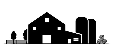Farm icon. Black silhouette. Front view. Vector simple flat graphic illustration. Isolated object on a white background.