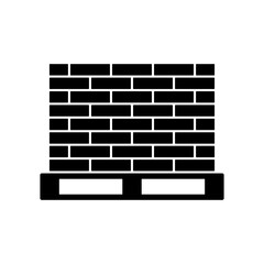 Pallet with bricks icon. Black silhouette. Front and side view. Vector simple flat graphic illustration. Isolated object on a white background.