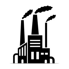 Factory icon. Industry. Black silhouette. Front view. Vector simple flat graphic illustration. Isolated object on a white background.