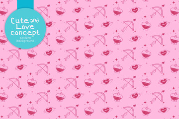 Pink Arrow and Bow in Love Valentine's Day Concept Pattern Seamless in Vector Art