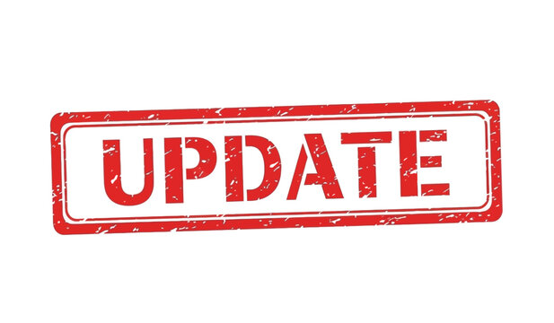 Red update stamp on with distressed texture