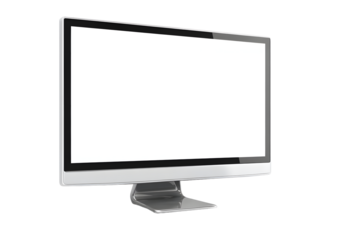 Modern computer monitor with blank screen isolated on transparent background