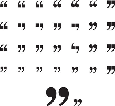 Collection of various quotation marks symbols for typography design
