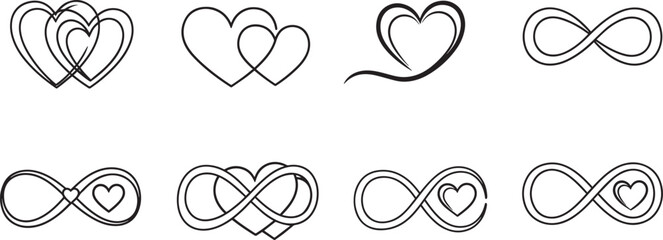 Infinity hearts and loops graphic symbols isolated vector