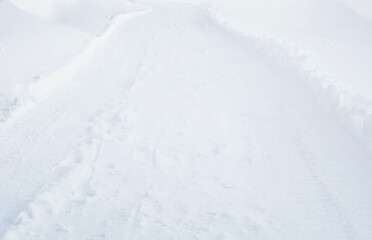 White snowy road close up