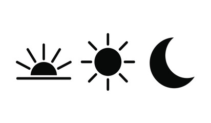 Black sun moon and crescent icons on for design © rsvect02