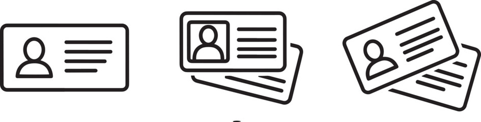 Linear icons of identity cards and business identification badges