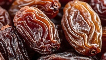 Macro Texture of Sweet Dried Dark Raisins or Currants Close-up