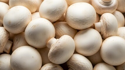 Overlapping Fresh White Button Mushrooms Texture Background