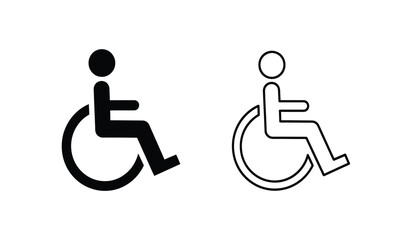 Black and white wheelchair icons for accessibility and disability symbol