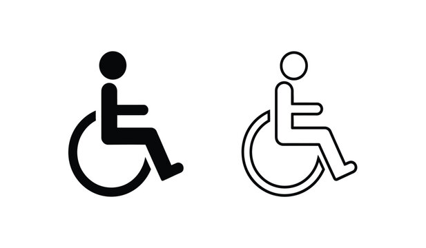 Black and white wheelchair icons for accessibility and disability symbol