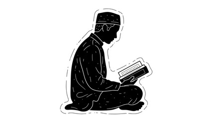 Man Reading Book in Meditation Pose.