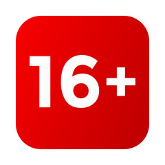 Red Rounded Square 16 Plus Age Restriction Icon