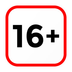 Minimalist Age Restriction Symbol 16 Plus Rating Icon