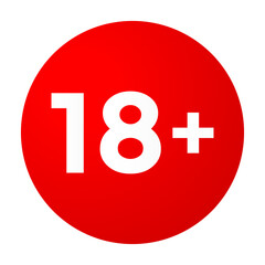 Red 18+ Age Restriction Warning Symbol on White Background