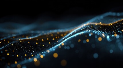 A glowing, abstract wave of light in vibrant colors, creating a sense of movement and energy.