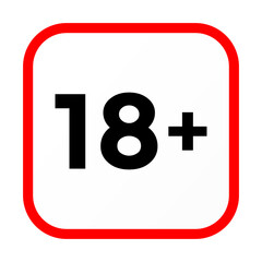 Red Bordered 18 Plus Age Restriction Content Rating Symbol