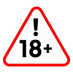 Official 18 Plus Age Restriction Warning Triangle Symbol