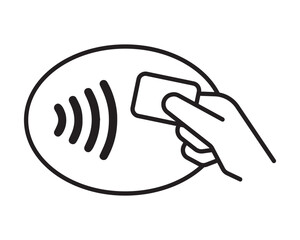 Contactless Payment Icon - Minimalist Hand and Card Tap Transaction Vector Graphic