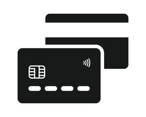 Credit Card Payment Method Icons - Minimalist Black and White Contactless Card Vector Graphics