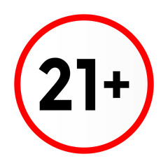 Mandatory 21 Plus Age Restriction Warning Circle Icon