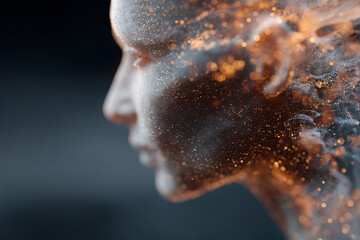 A woman's face is shown in a blurry