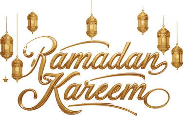 Lettering ramadan text arabic typography for marhaban ya ramadhan kareem sticker with lantern mosque transparent background clipart
