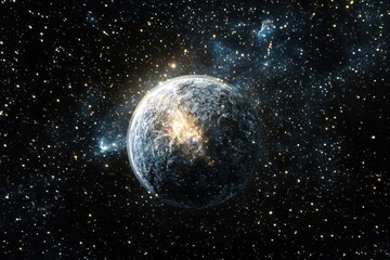 Fototapeta premium Exploration of a distant planet in a vibrant galaxy filled with stars and cosmic dust