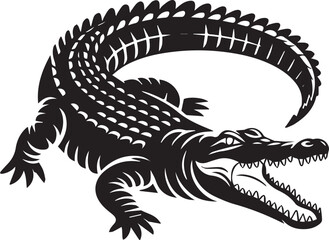Create Striking crocodile vector illustration, black & white reptile art on isolated victor art without Background