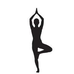 Fototapeta premium Yoga Tree Pose Silhouette Wellness Fitness Zen Balance Body Mind Exercise Asana