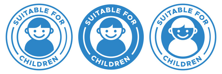 Suitable for Children badges, Label with Kids Friendly Baby Safe Approved Icon Vector