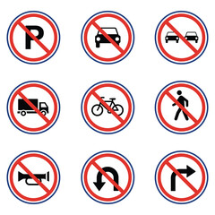  Traffic signs and road symbols vector