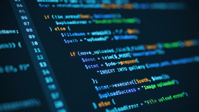 Code, HTML, php web programming source code. Abstract code background