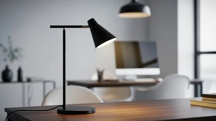 Modern desk lamp in a minimalist office setting creating a sense of productivity and focus