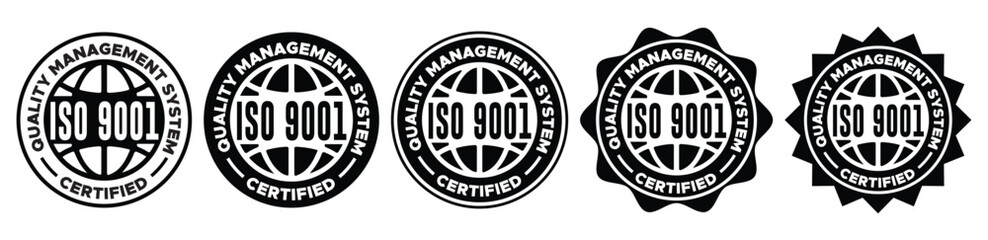 Obraz premium ISO 9001 Certified Quality Management Label and Badge Vector Set