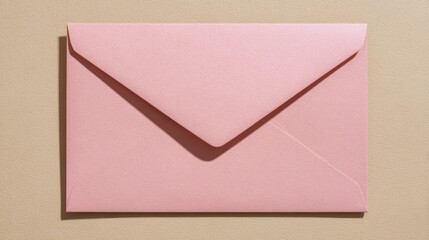 Pink envelope on a neutral textured background