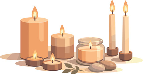 Minimal Candle Atmosphere. Minimal candle arrangement creating a peaceful romantic atmosphere through light and shadow, modern