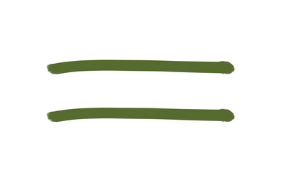 Hand drawn green equal symbol, doodle handwritten = sign isolated on transparent background