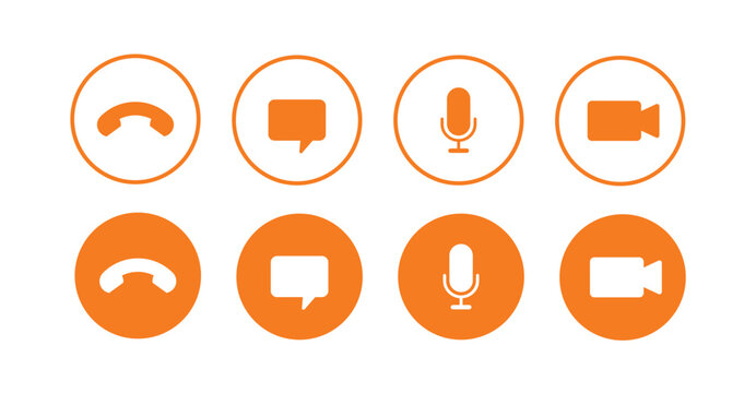 Orange Communication Icons for Video Calls audio call isolated on transparent background