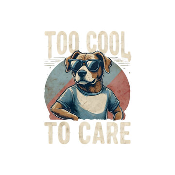 Vintage Funny Dog T-Shirt &ndash; Too Cool To Care
Retro vintage dog illustration with cool attitude and bold typography. Funny animal t-shirt design inspired by 80s&ndash;90s cartoons, ideal for streetwear, casu