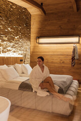 Cozy hotel room with elegant design and relaxation area