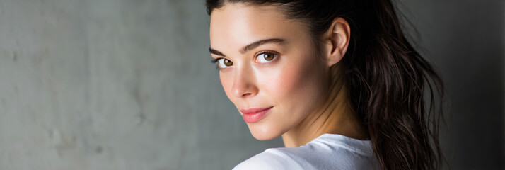 Serene young woman portrait in soft natural light