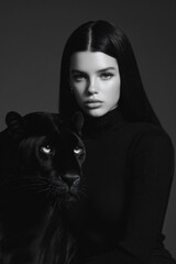 Woman with Black Panther Symbol of Strength