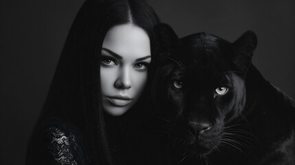 Woman with Black Panther Symbol of Strength